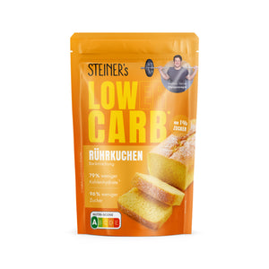 1 Verpackung Low Carb Rührkuchen Backmischung auf weißem Hintergrund