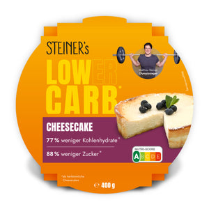1 Verpackung Low Carb Cheesecake auf weißem Hintergrund