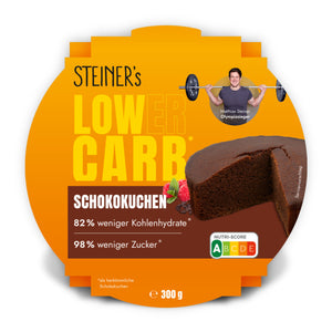 1 Verpackung Low Carb Schokokuchen auf weißem Hintergrund