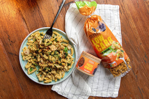 STEINER´s vegane Low Carb High Protein Fusilli mit grünem Pesto und Kräuterseitlingen