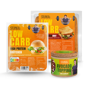 STEINER´s Avocado Brot Box bestehend aus je 1 Pkg. Brot, Brötchen und einer Dose Avocado Topping