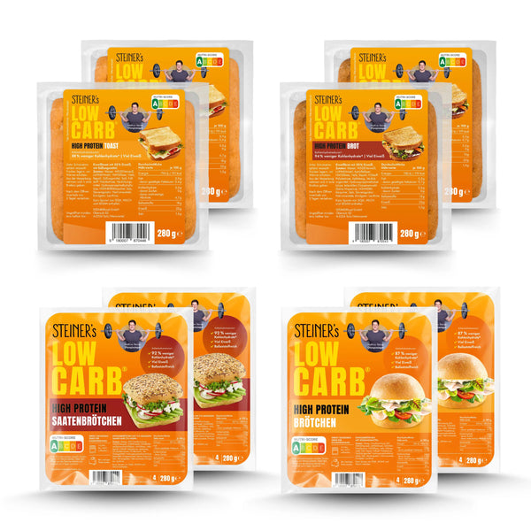 STEINER´s kleine Brot Box bestehend aus je 2 Pkg. Toast, Brot, Brötchen, Saatenbrötchen