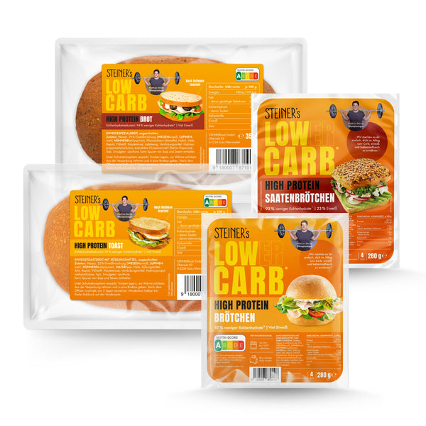 STEINER´s kleine Brot Box bestehend aus je 1 Pkg. Toast, Brot, Brötchen, Saatenbrötchen