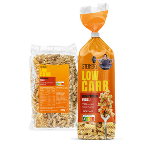 Zwei Packungen STEINER´s Fusilli. einmal klassich, einmal eine Testproduiktion.