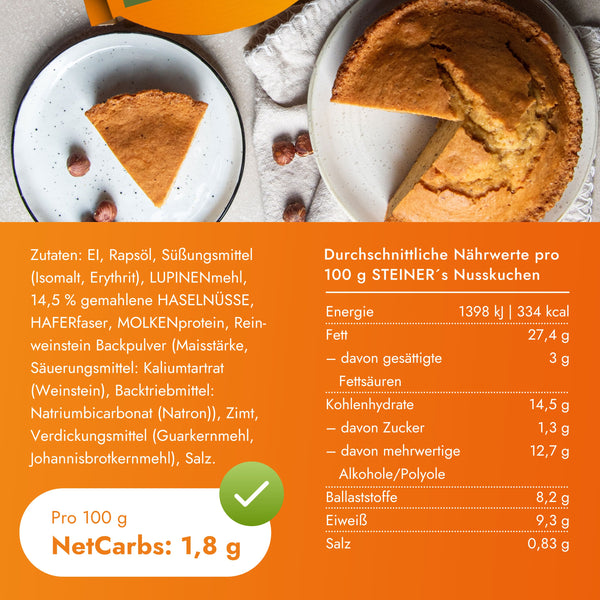 Nährwerte und Zutaten von STEINER´s Nusskuchen.
