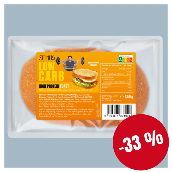 STEINER´s Low Carb High Protein Toast als Laib im Angebot mit -33%.