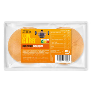 STEINER´s Low Carb High Protein Burger Buns. Zwei Buns in einer Packung.
