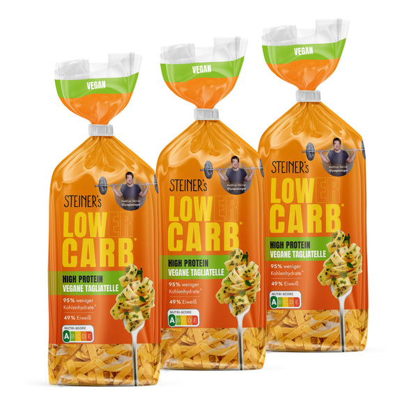 3 Packungen STEINER´s Low Carb High Protein Tagliatelle, vegan